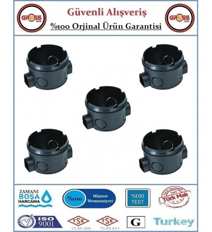 Sıva Altı Geçmeli Anahtar Priz Kasası - 5 Adet